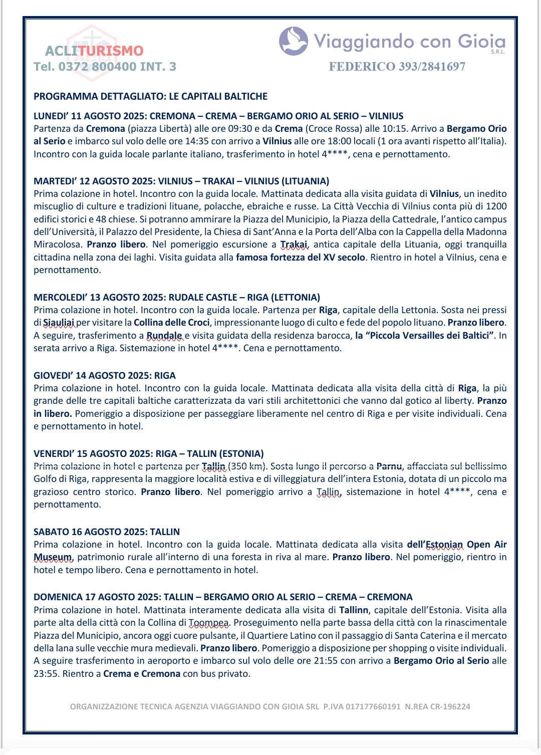 TOUR DELLE CAPITALI BALTICHE