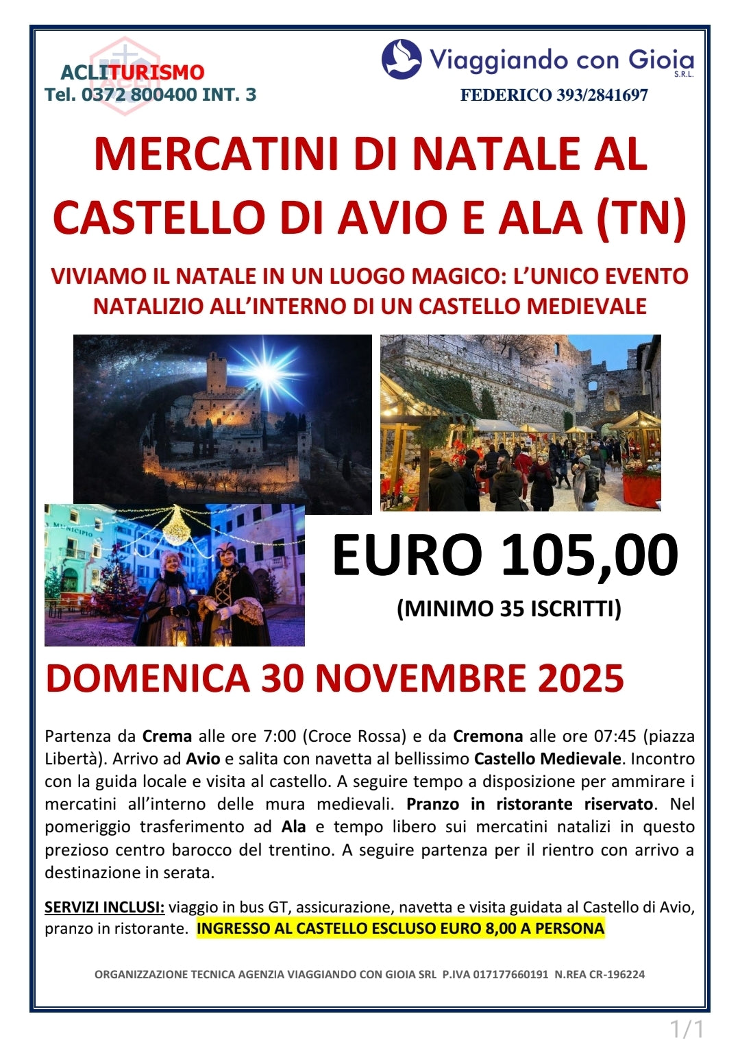MERCATINI DI NATALE AD AVIO E ALA (TN)