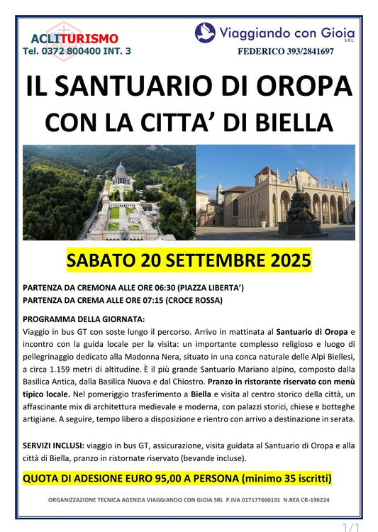 IL SANTUARIO DI OROPA E LA CITTA' DI BIELLA
